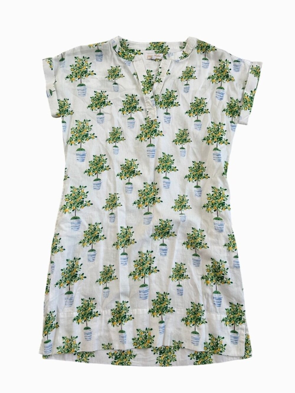 Jayes Studio Women's Sz Medium Lemon Tree Print Cotton Tunic Dress